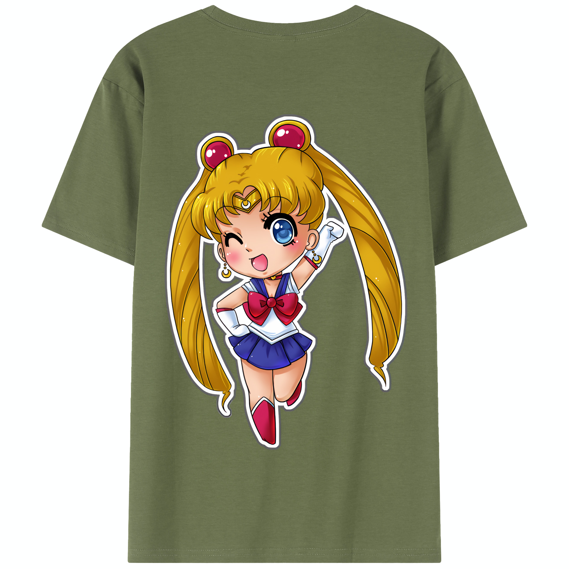 （画像用） 美少女戦士セーラームーン 月野 うさぎ つきの うさぎ Sailor Moon Tsukino Usagi 綿100％半袖Tシャツ（背面プリント）